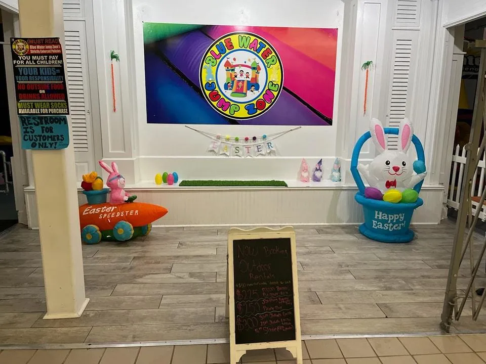 Front entrance area inside Blue Water Jump Zone at Birchwood Mall.