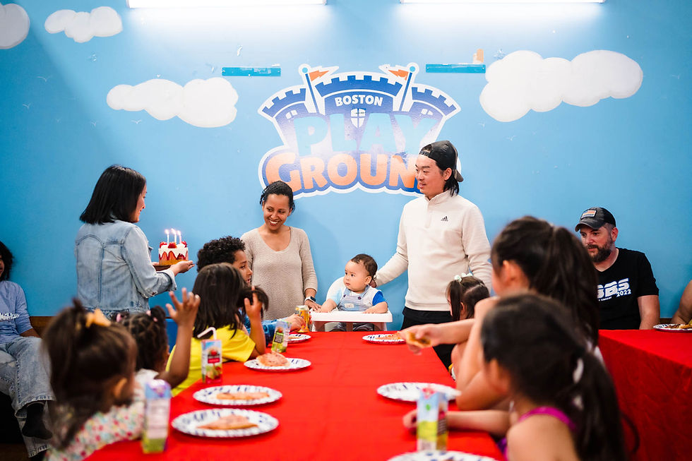 Private birthday party room setup at Boston Playground.