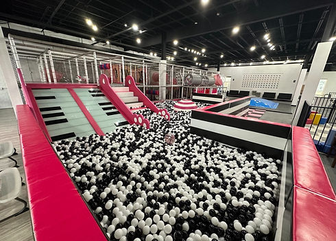 Wide view of the ball pit and play structure at Bounce N Play Pearland.