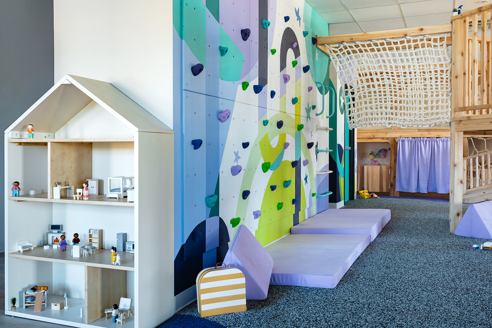 Bright Side Play interior with modern seating and indoor play features