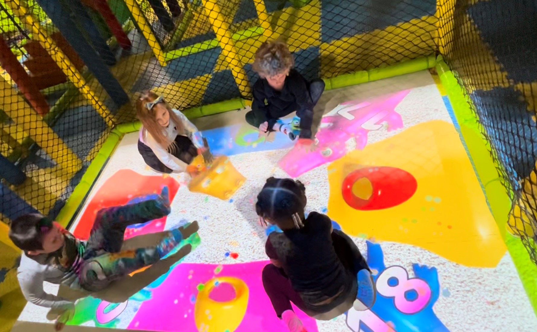 Interactive floor game area at Cabin Fever Play Centre