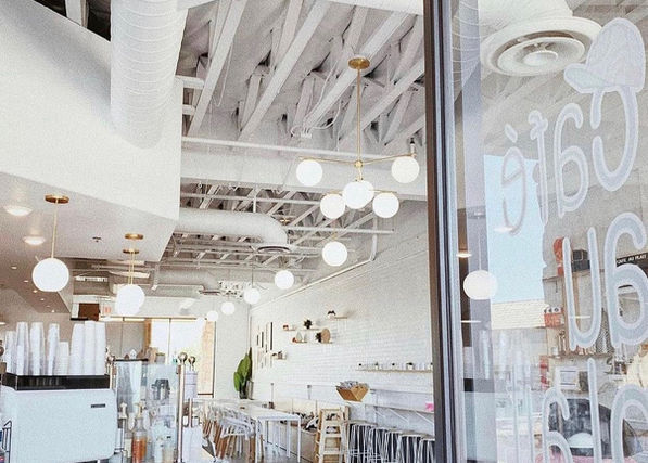 Bright café interior at Café Au Plait in Scottsdale