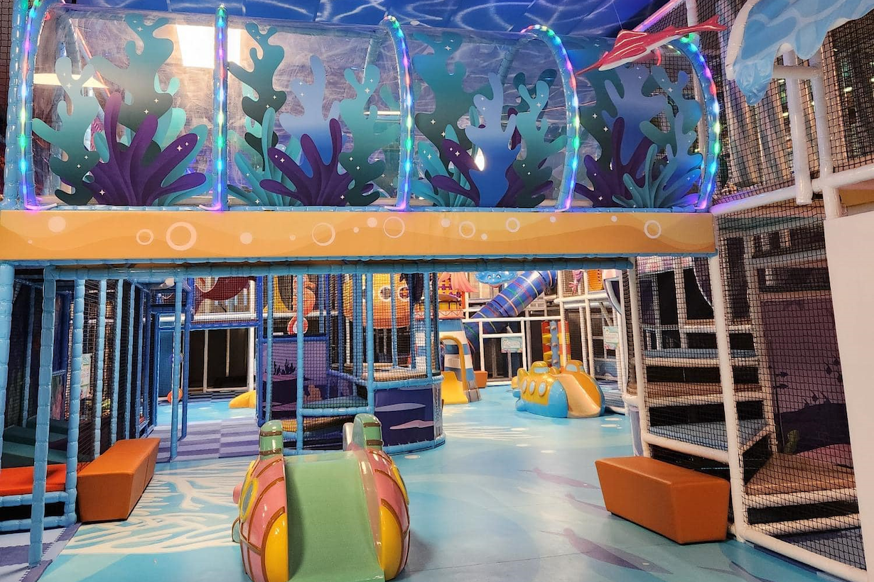 Another view of the indoor play space at Catch Air Paramus.