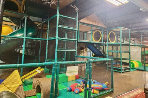 Multi-level indoor climbing structure at Chelsea TreeHouse.