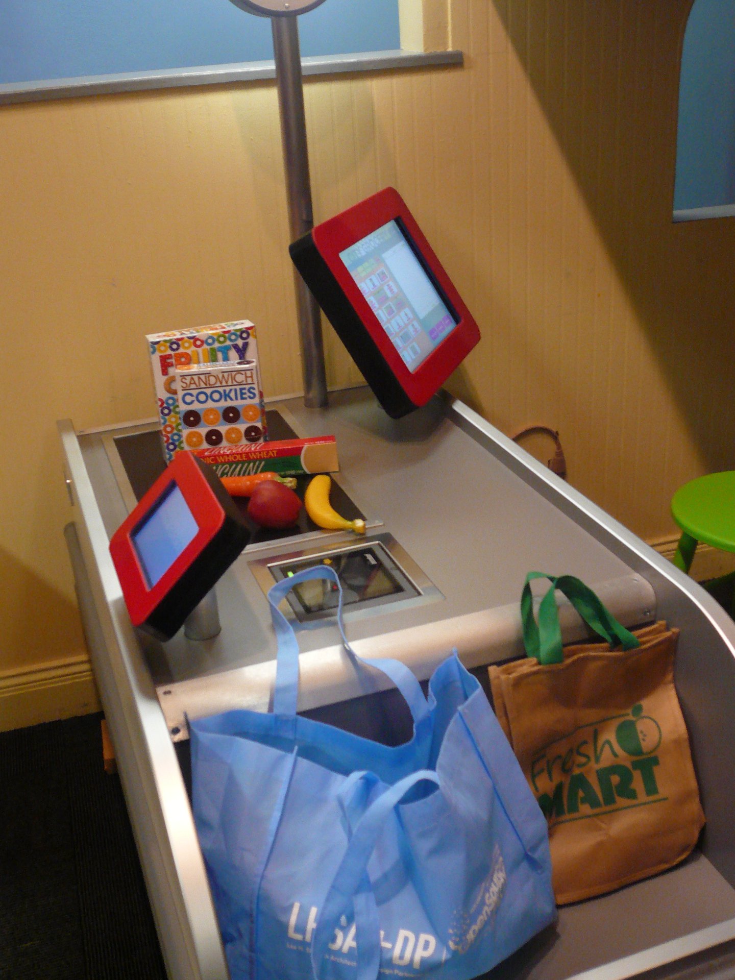 Shop and Scan pretend-play exhibit at the Children's Museum at Holyoke.