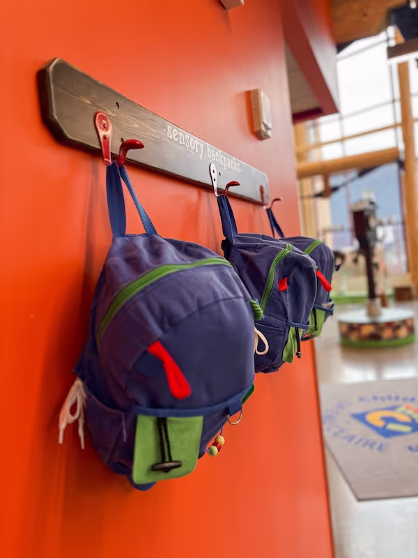 Sensory backpacks available at the Children's Museum of Eau Claire.