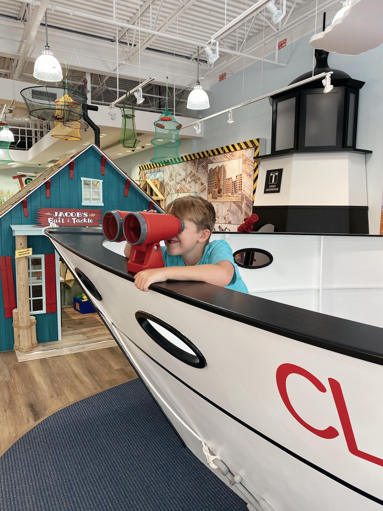 Hands-on fishing-themed exhibit at Children's Museum of Pooler