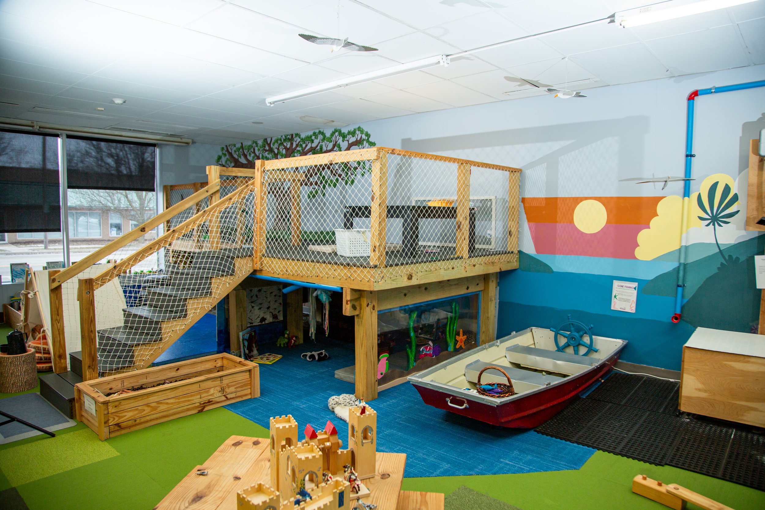 Children exploring a hands-on exhibit at the Children's Museum of South Bend.
