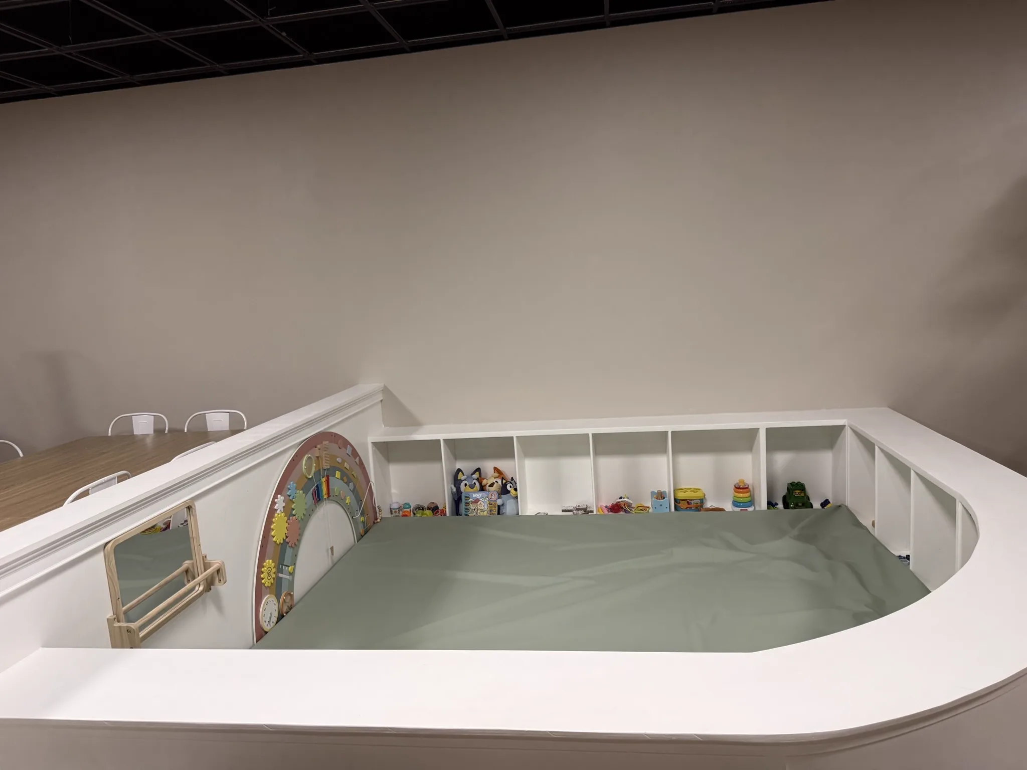 Indoor play space at Cielito Lindo Kids Play Cafe with low climbers and soft-play elements.