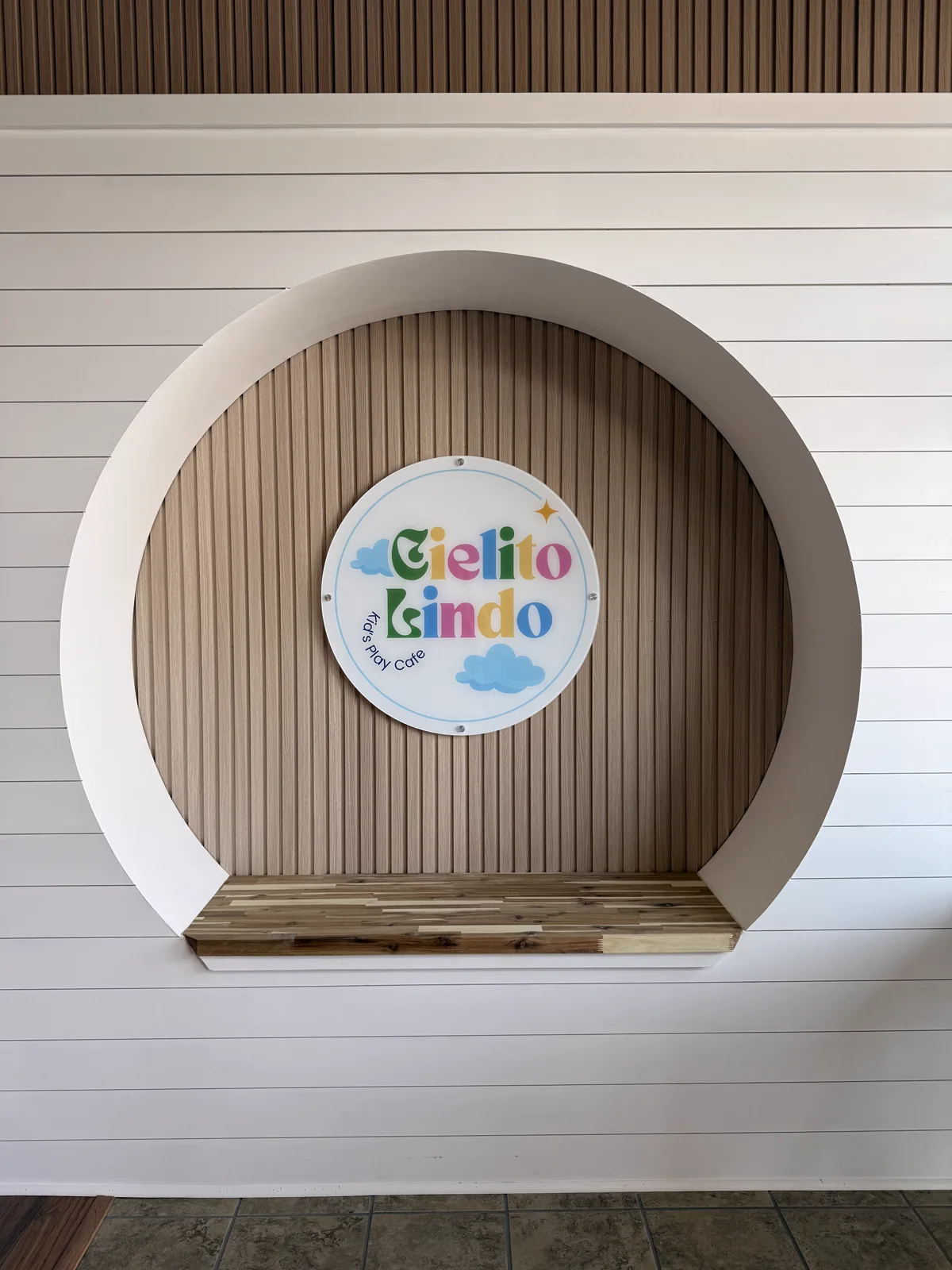 Front café and branded interior at Cielito Lindo Kids Play Cafe.