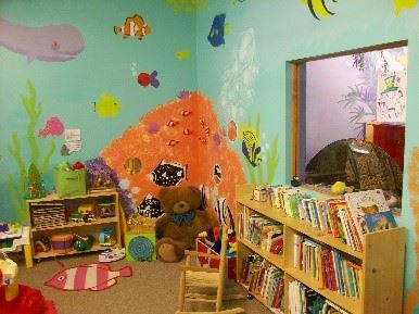 Book and sensory corner at Creative Play Place in Saint Peter.