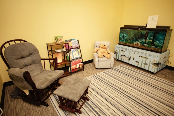 Low-stimulation room setup at Curiosity Place.
