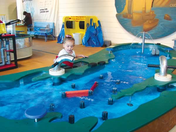 Lake Michigan water table at Curious Kids' Discovery Zone.