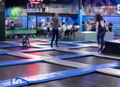 Main trampoline court at DEFY Iowa City
