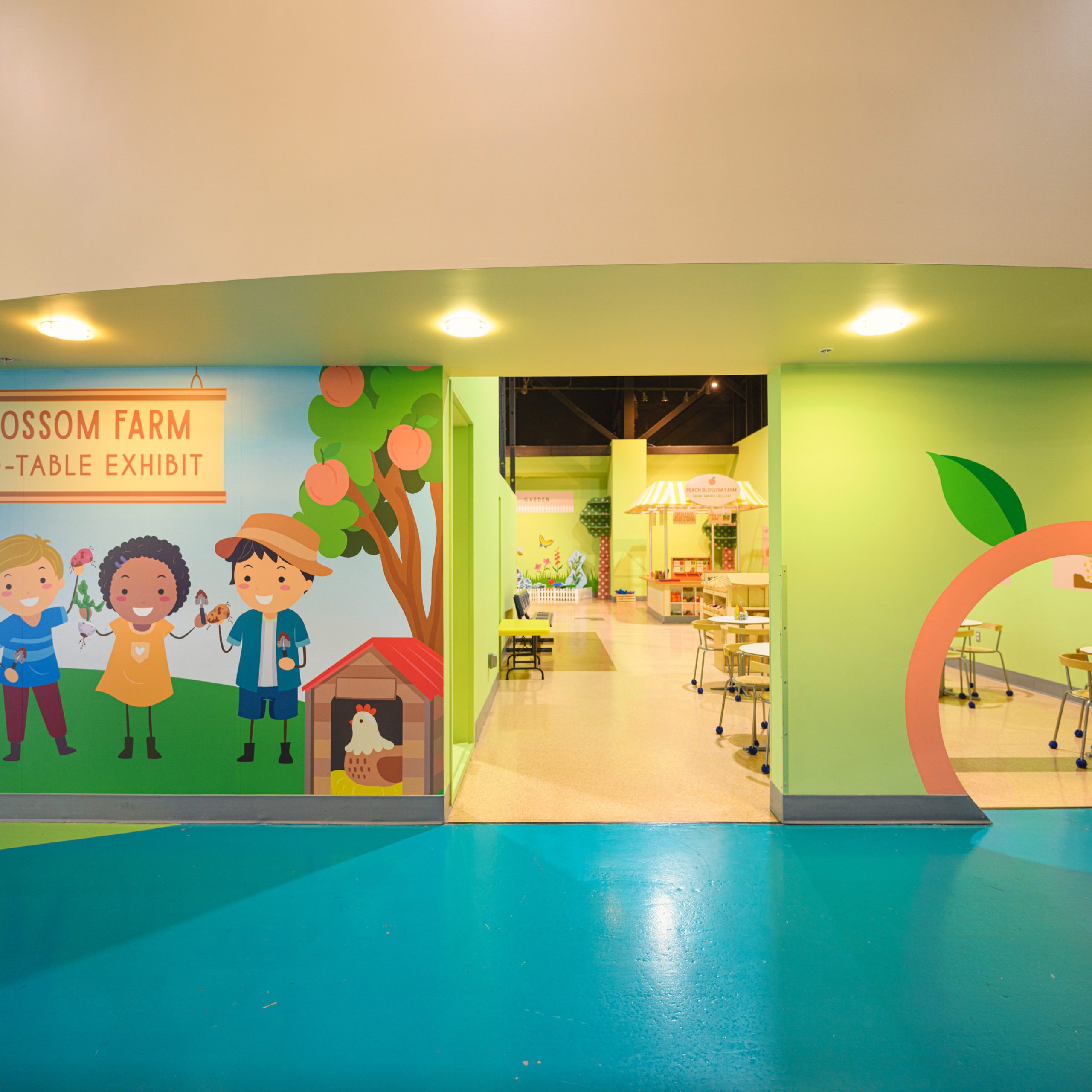 Peach Blossom Farm exhibit entry at Delaware Children's Museum.