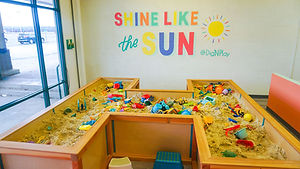 Giant sand table at Dig 'N Play