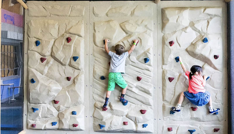 Climbing wall exhibit at Discovery Place Kids-Huntersville