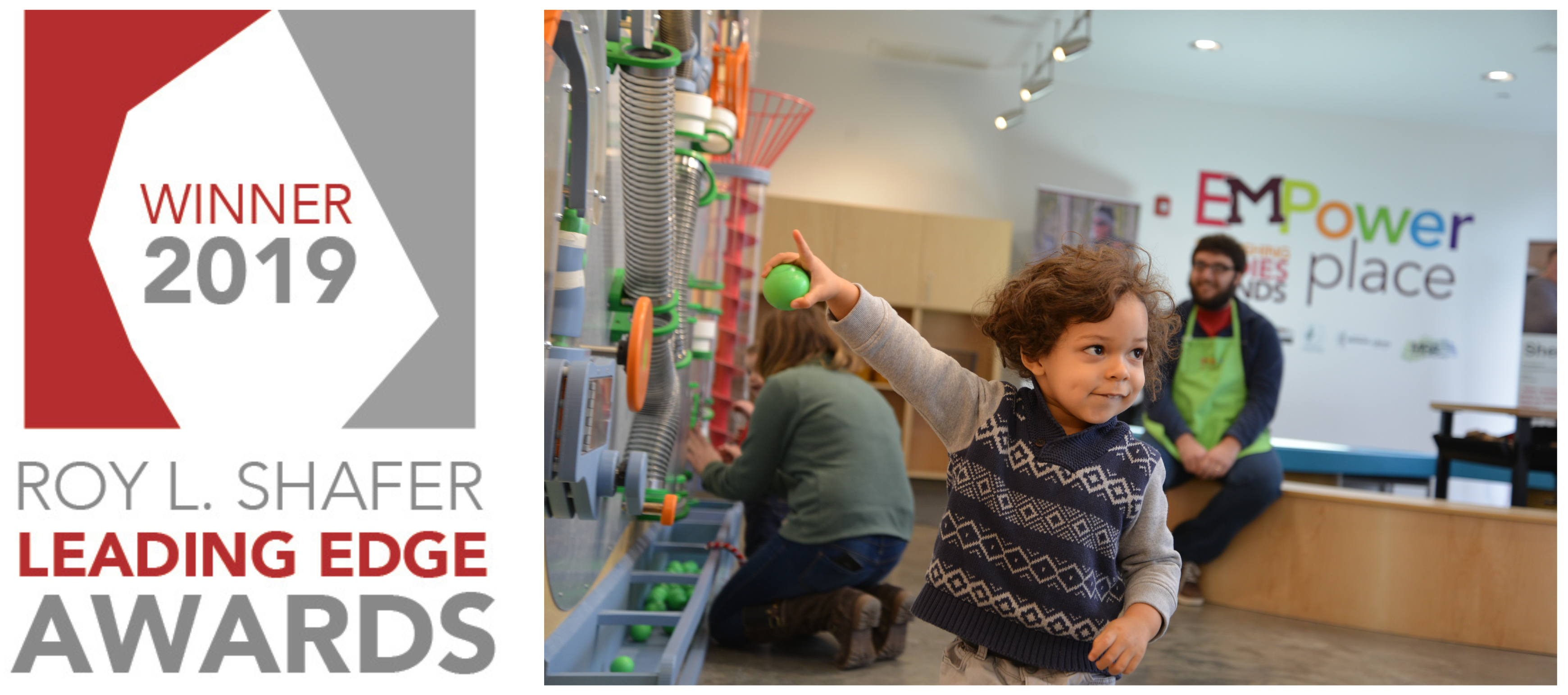 Children and caregivers inside EmPower Place's hands-on learning environment.