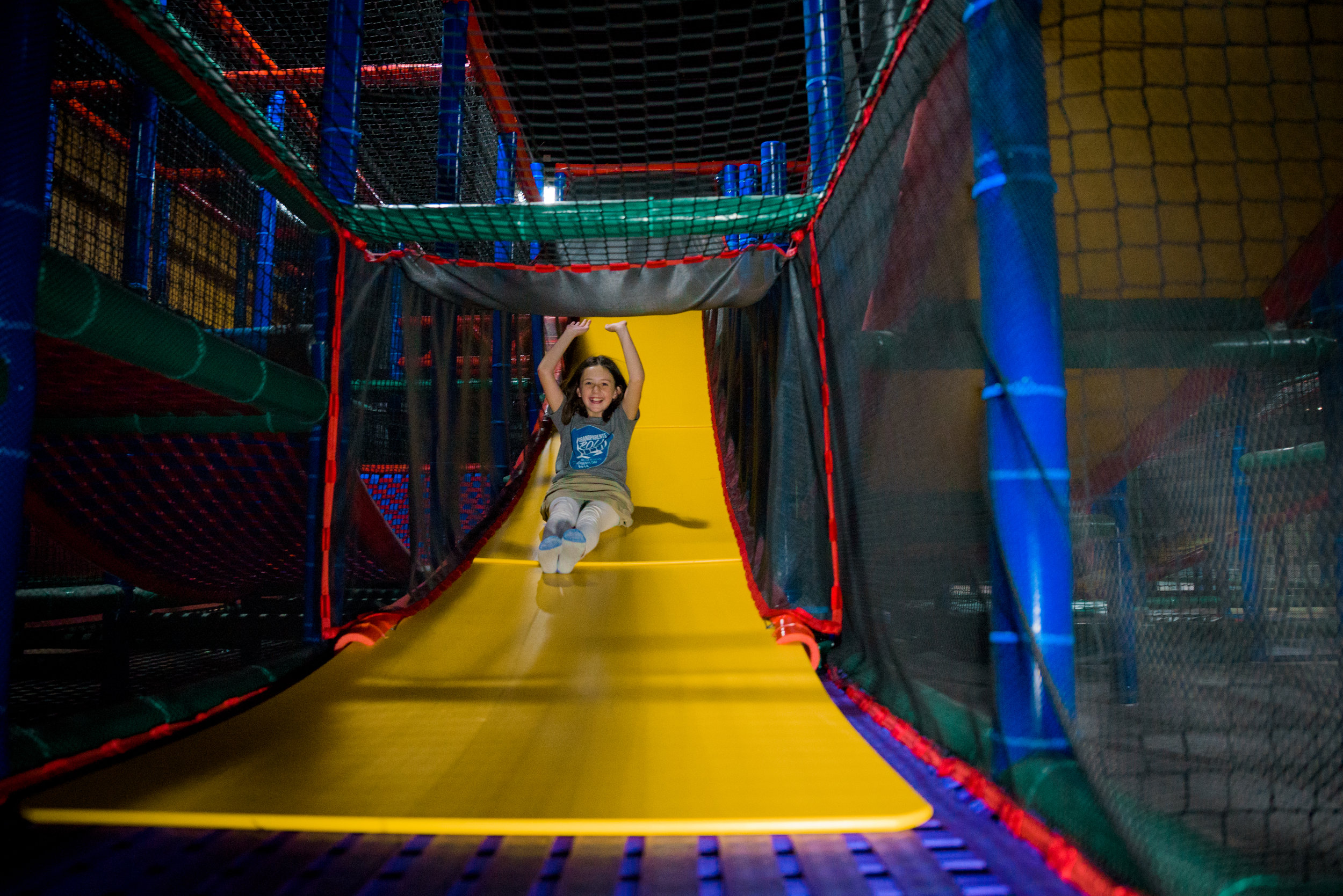 Slide inside the Fast Lane play structure