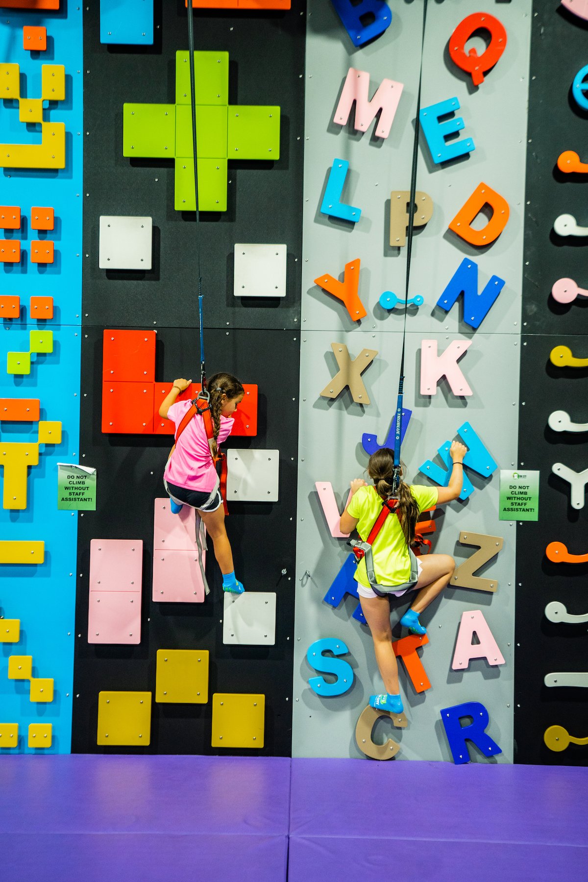 Indoor attraction zone with colorful climbing and play features at Fun City Adventure Park Columbus.