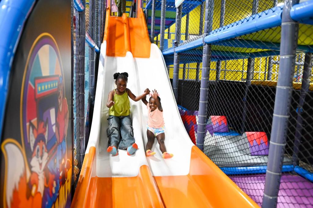 Tall indoor slide structure at Fun Zone Trussville.