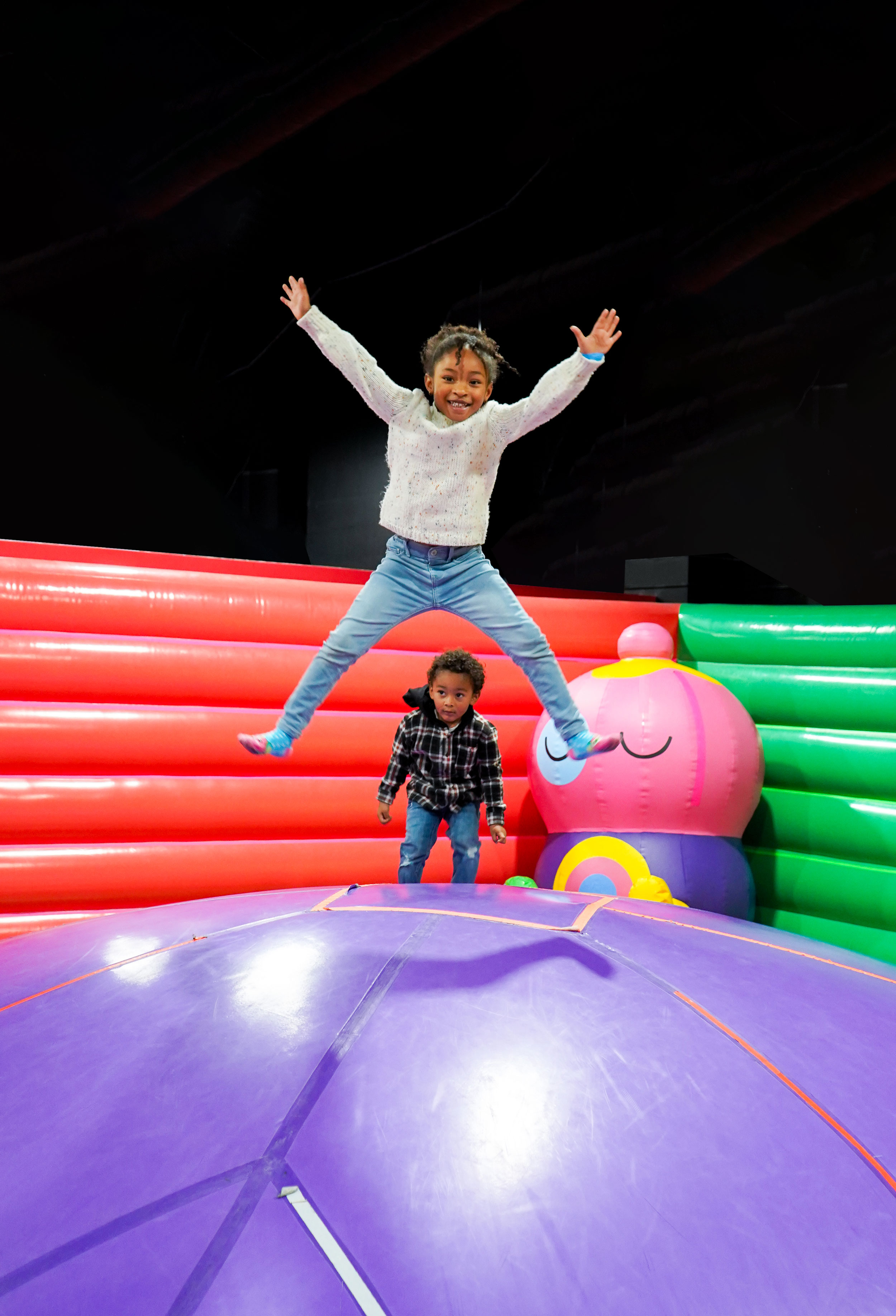 Inflatable play zones inside Funbox Bowie
