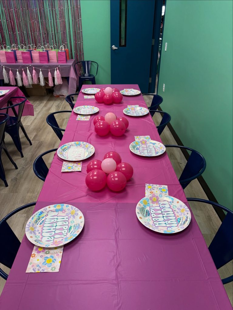 Colorful party setup at FUNtastic in Opelika