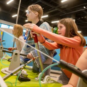 Children using an interactive exhibit at Gateway to Science