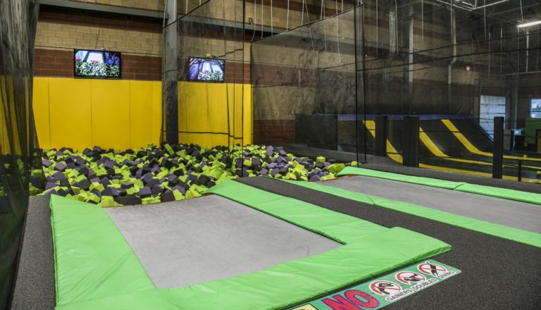 Foam pit and trampoline lane at Get Air Waterloo.