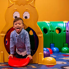 Indoor play and seating areas at Giggleberry Fair