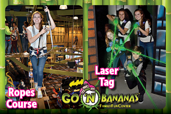 Ropes and laser tag attractions at Go 'N Bananas