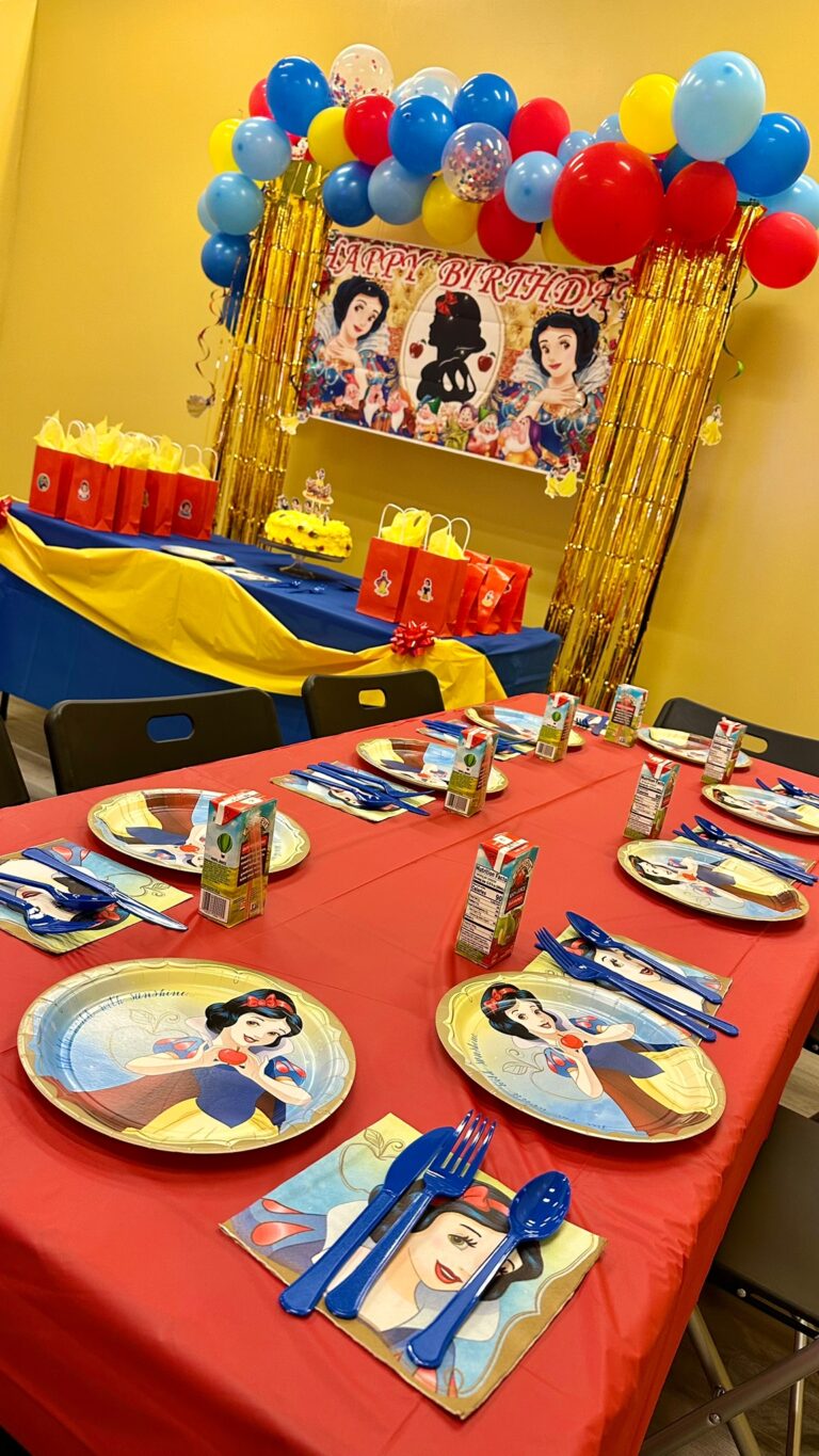 Go Playland party room prepared for a birthday celebration.