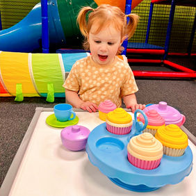 Pretend tea set play area at GO WILD! Family Fun Zone.