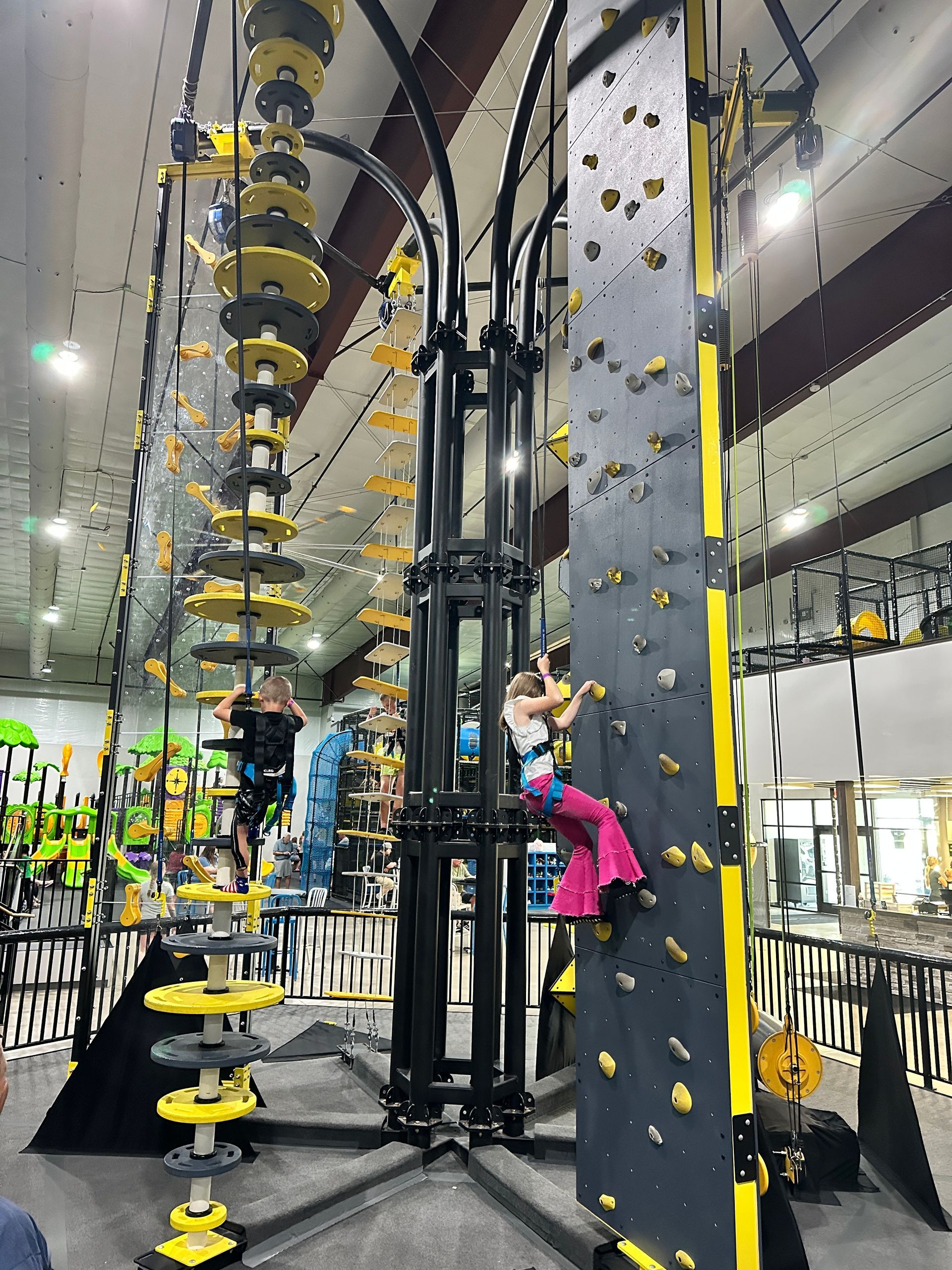 Climbing and ropes-style feature at Jump Craze