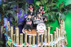 Jungle-themed character display inside Jumpers Indoor Fun Zone