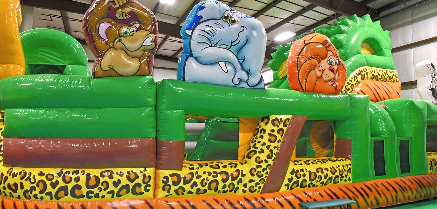 Large inflatable play area at Jungle Joe's Family Fun Center.
