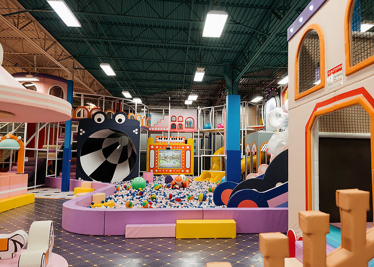 Main indoor playground and ball pit at Just Play Family Fun Center in Dexter.