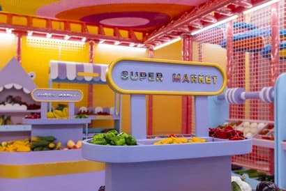 Pretend supermarket play area at Keiki Kingdom Aiea