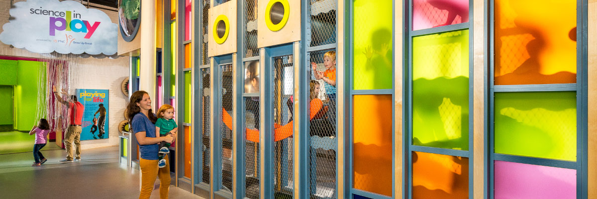 Interactive early-childhood play features at Kentucky Science Center.