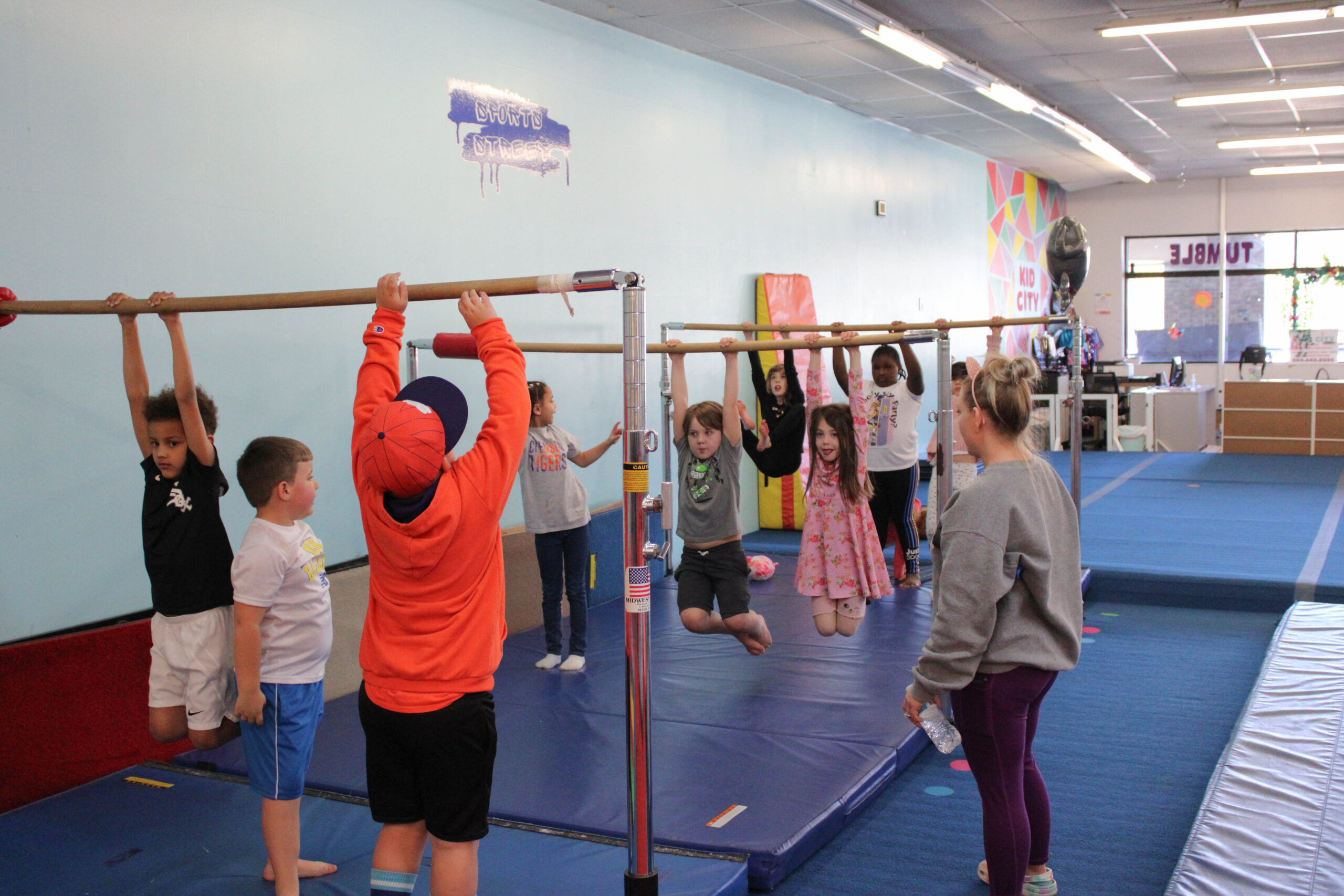 Gym equipment at Kid City in Anderson