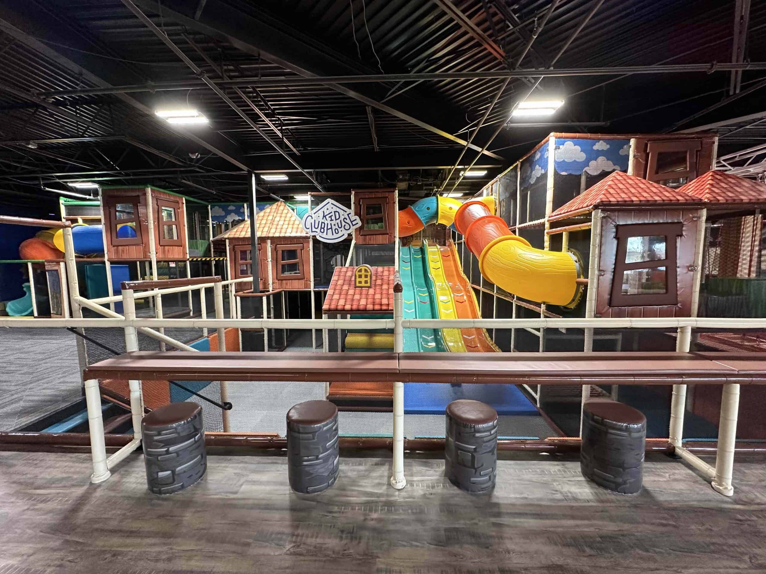 Multilevel indoor playground at Kid Clubhouse Mason