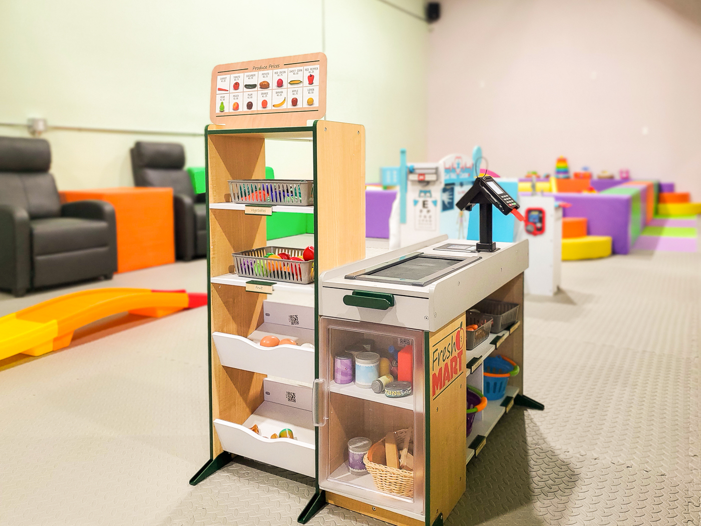 Indoor playground features at Kids Club Modesto