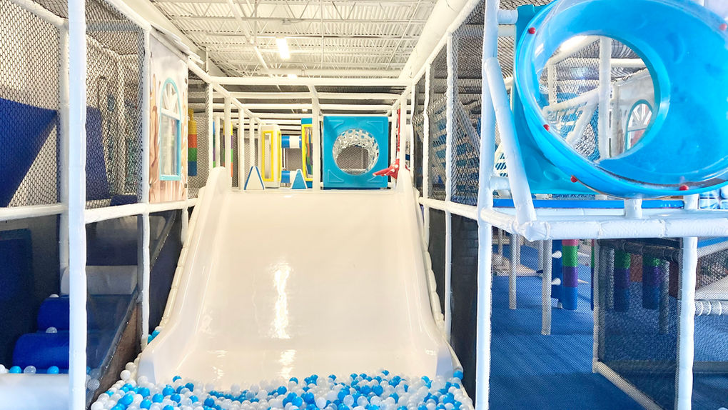 Large slide and ball pit at Kidz Adventure Center