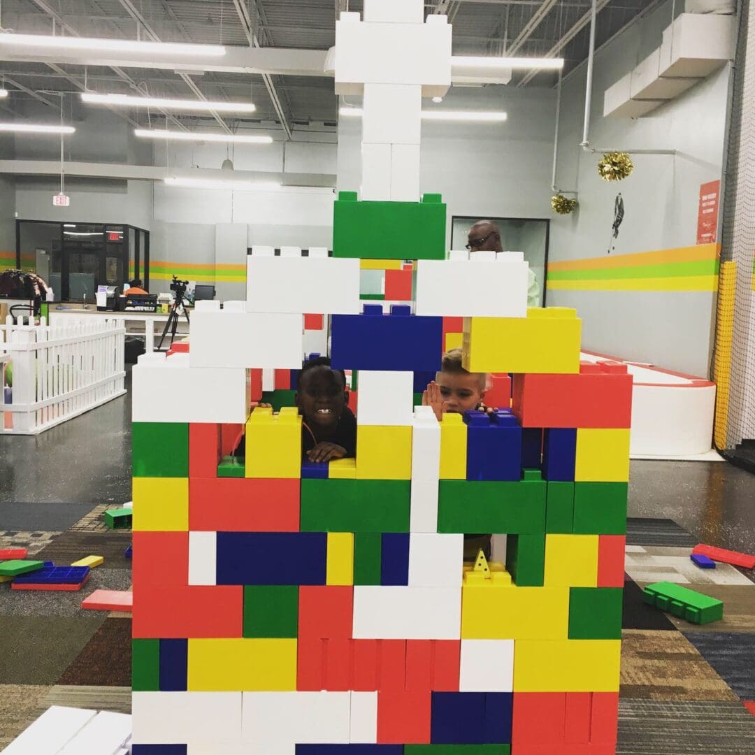 STEM-style build area with large foam blocks at Kidz City.