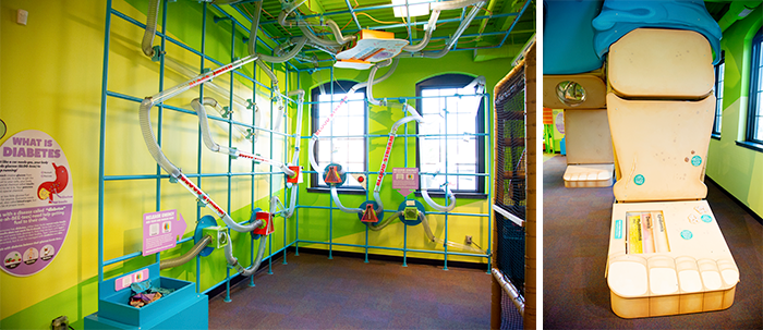 Hands-on first-floor exhibit area at Kidzeum