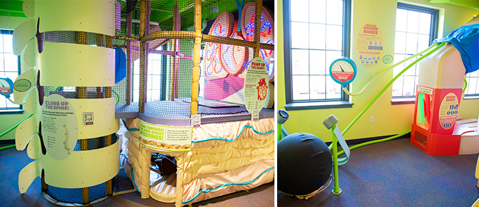 Upper-level exhibit zone connected to Active Alex at Kidzeum