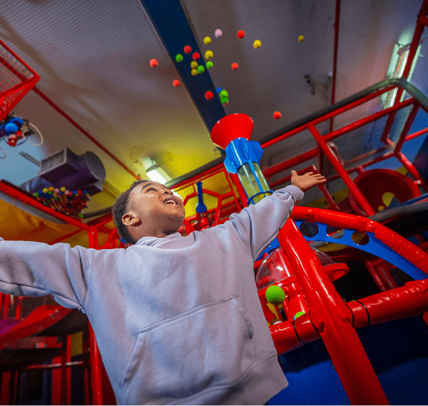 Children playing in the Ballocity area at Laser Bounce.