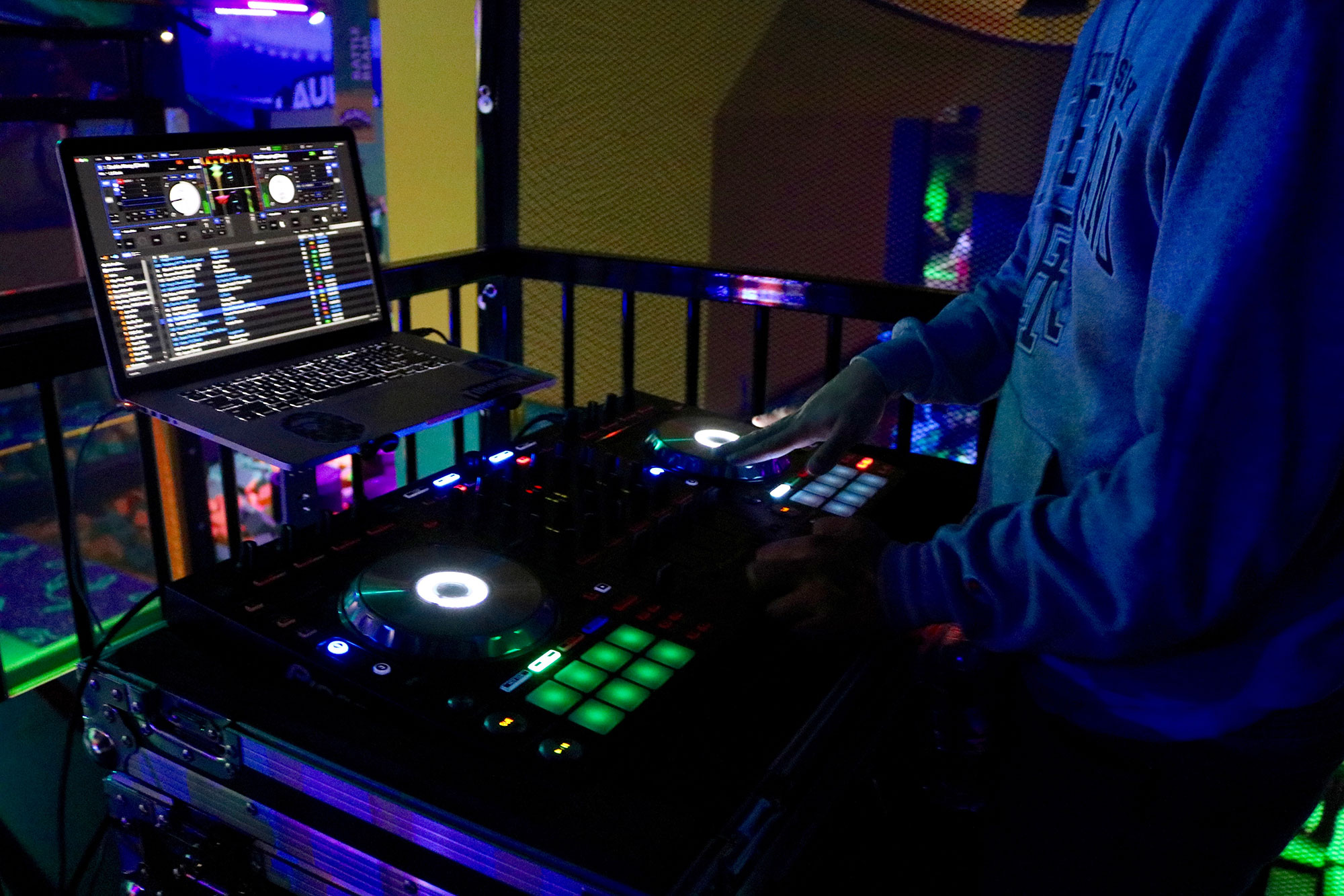 Glow-style special event atmosphere at Launch Family Entertainment Asheville.