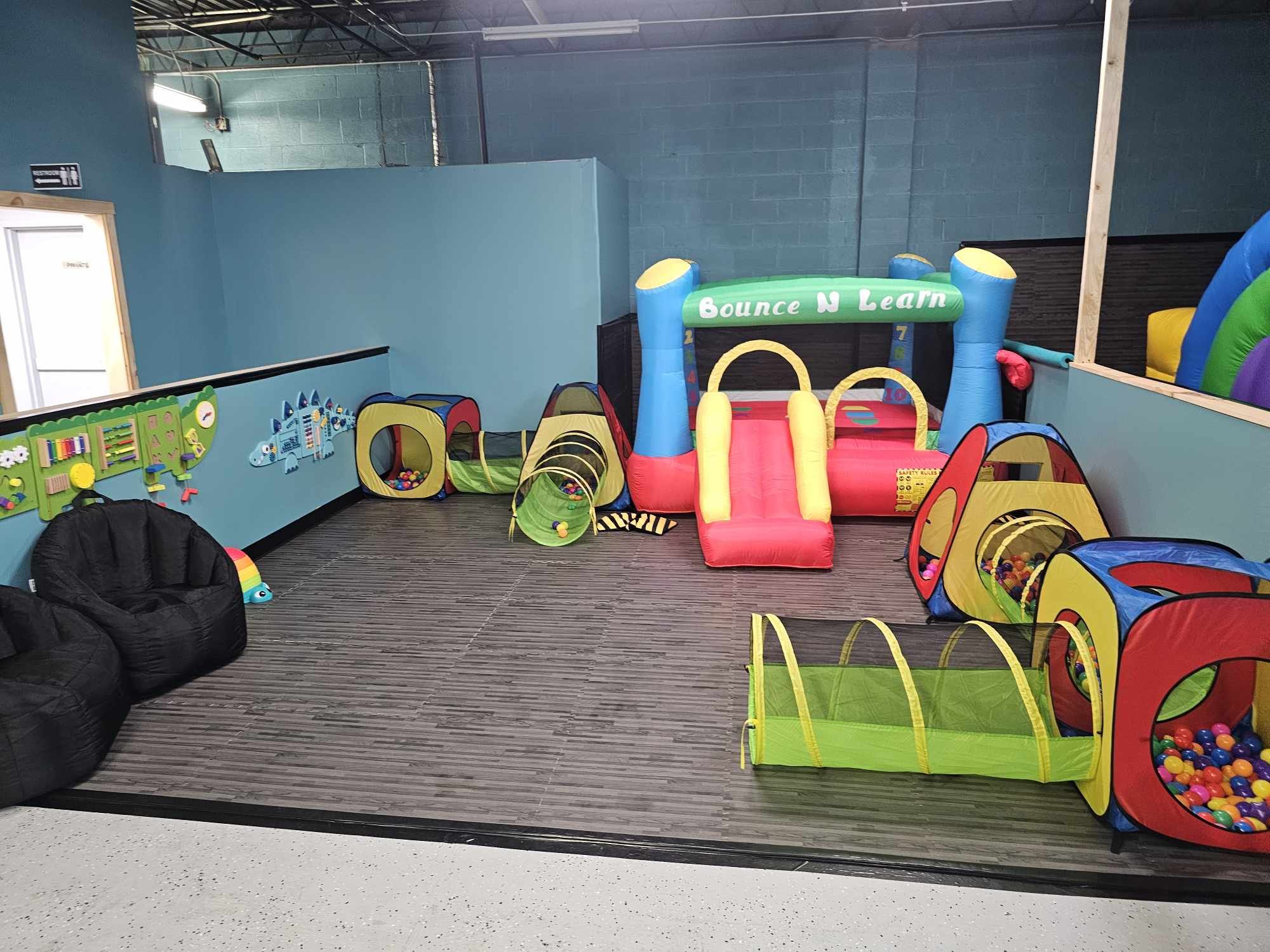 Toddler play area at Level Up Bounce.