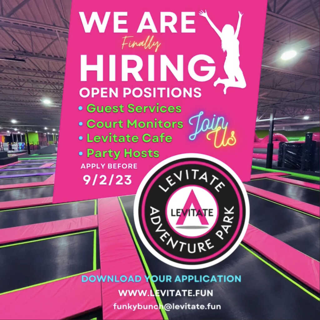 Trampoline park floor at Levitate Adventure Park.